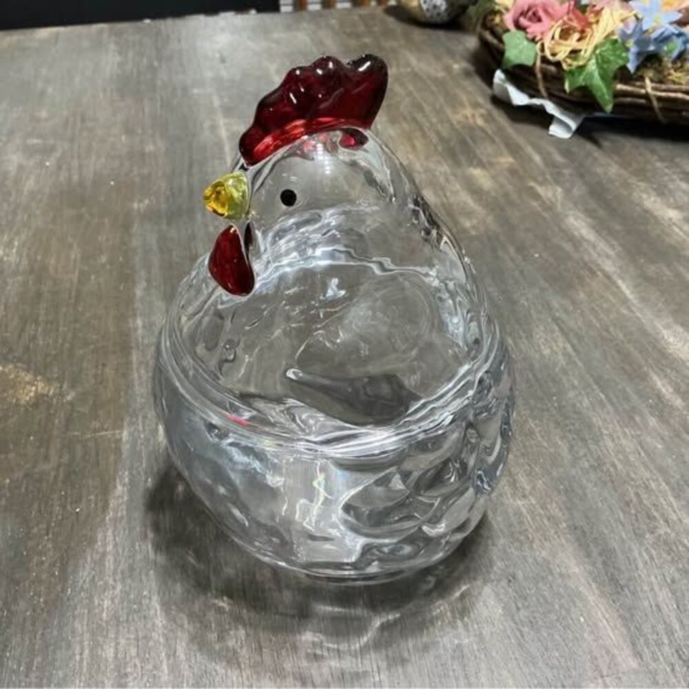Gourmet Kitchen Clear Glass Chicken Shaped Jar 25oz/735ml